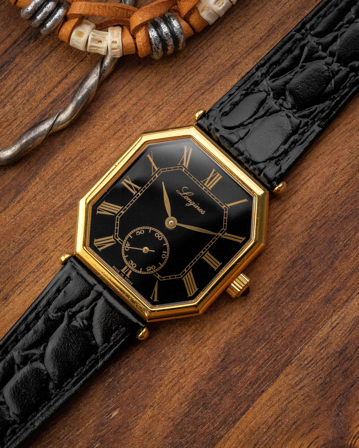 Longines Octogonal Black Roman dial Gold Ref. 3209 (Cal. 846.4)