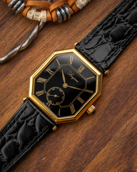 Longines Octogonal Black Roman dial Gold Ref. 3209 (Cal. 846.4)