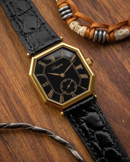 Longines Octogonal Black Roman dial Gold Ref. 3209 (Cal. 846.4)