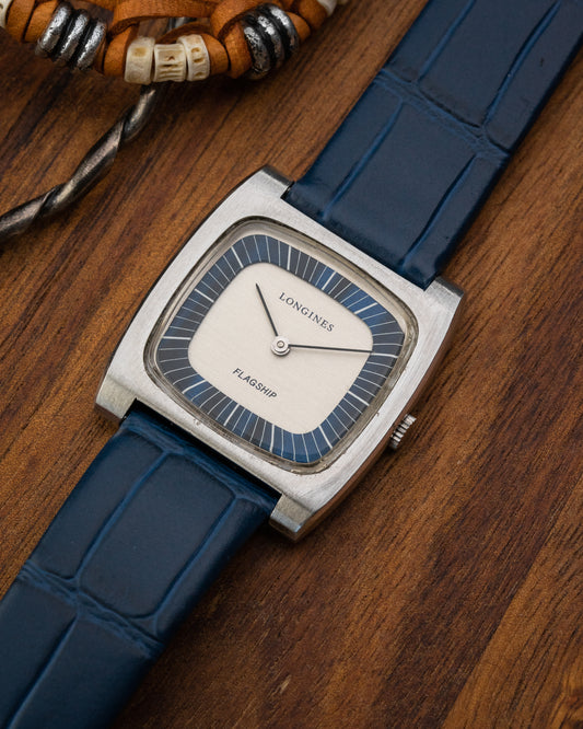Longines Flagship "Square Cushion" Blue Racetrack dial Ref. 8416-7 (Cal. 847.3)