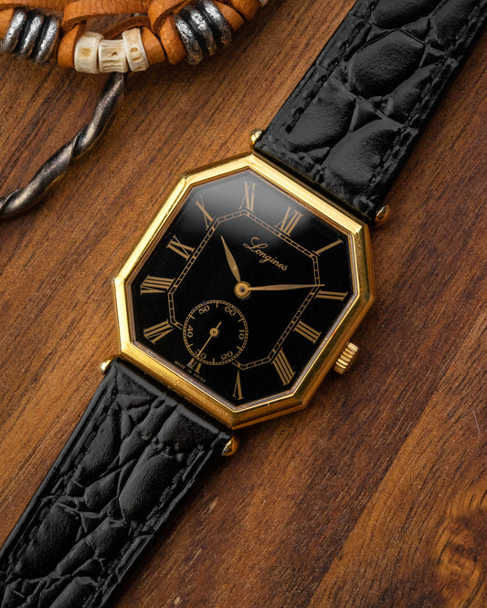 Longines Octagonal Black Roman dial Gold Ref. 3209 (Cal. 846.4)