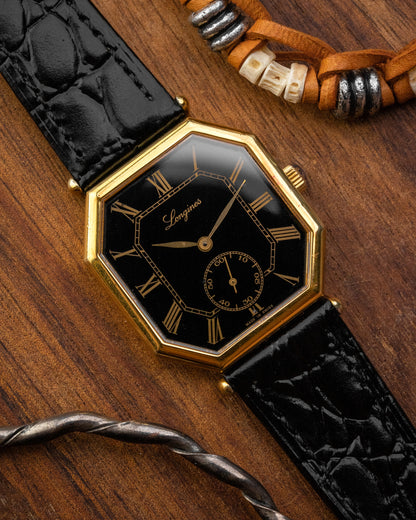 Longines Octagonal Black Roman dial Gold Ref. 3209 (Cal. 846.4)