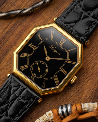 Longines Octagonal Black Roman dial Gold Ref. 3209 (Cal. 846.4)