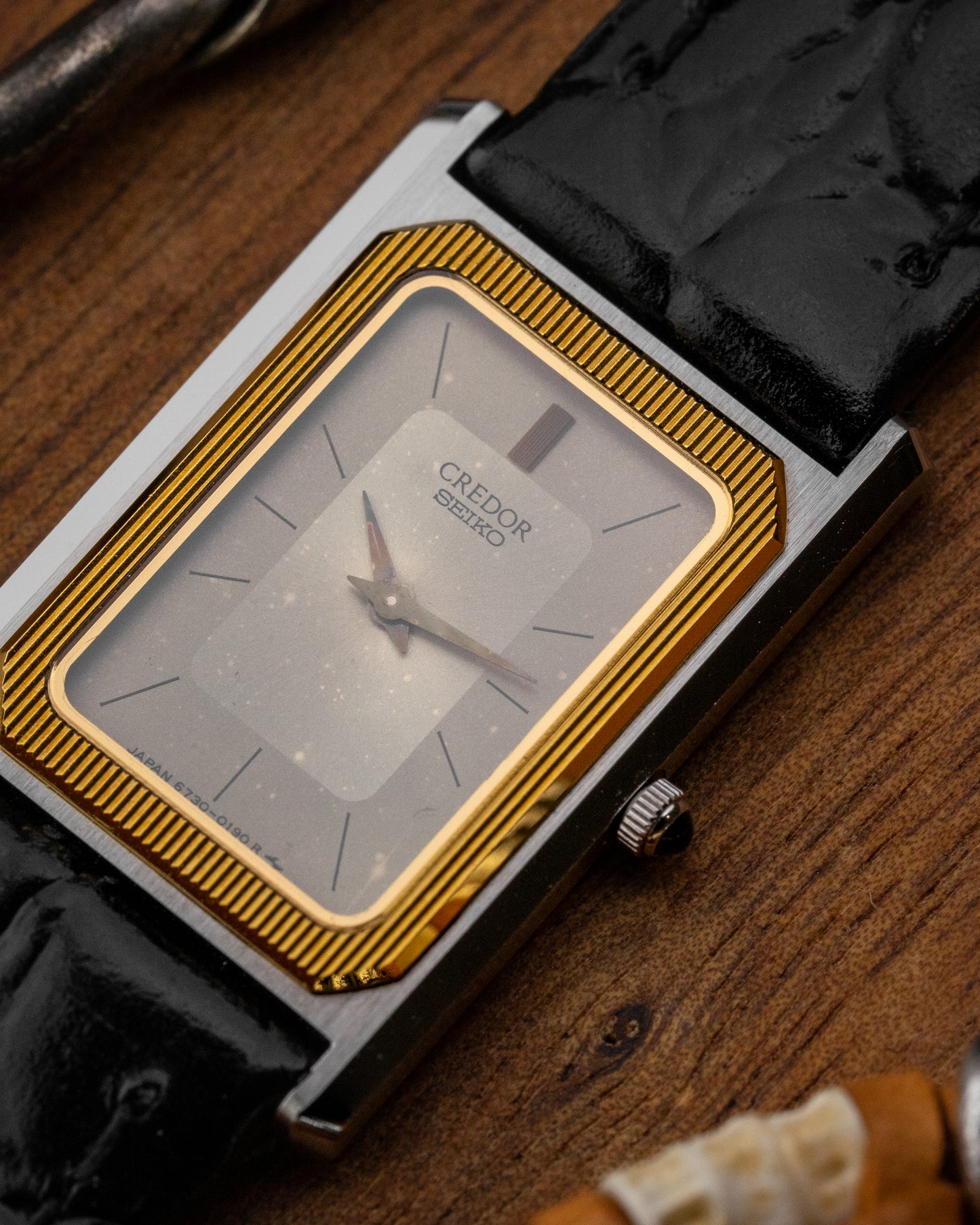 Credor Seiko "Tank" 14KT Gold Bezel 6730-5100