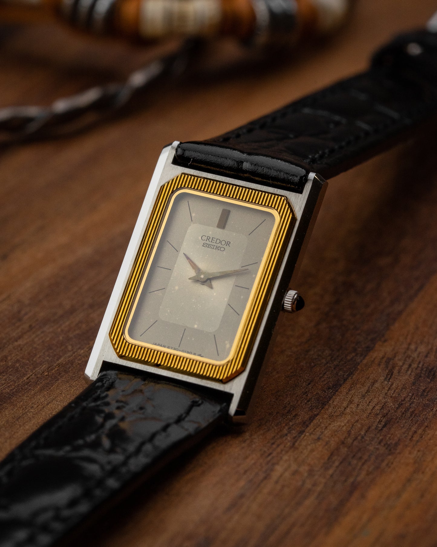 Credor Seiko "Tank" 14KT Gold Bezel Ladies 6730-5100