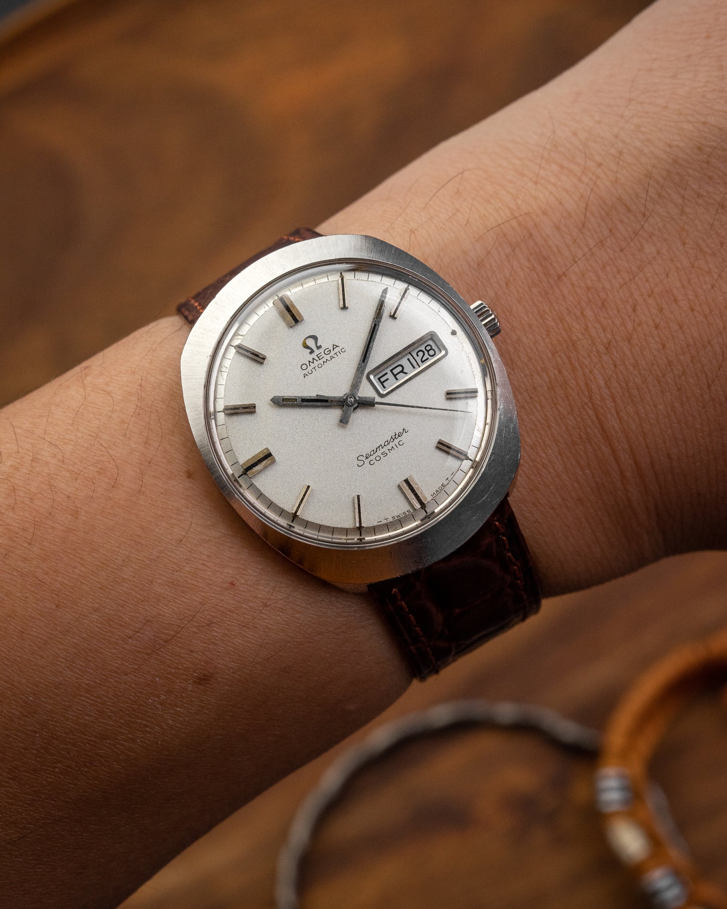 Omega Seamaster Cosmic "Helmet" Day-Date Sparkle dial Ref. 166.035 (Cal. 752)