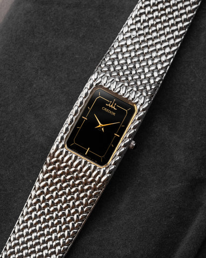 Credor Seiko Rectangular Black dial Ref. 2F70-5340 (Full Set)