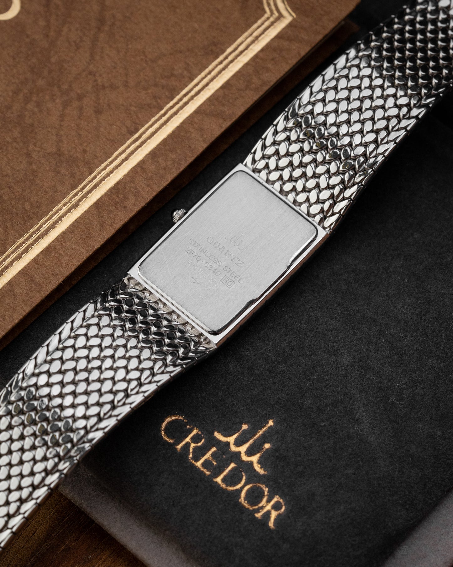 Credor Seiko Rectangular Black dial Ref. 2F70-5340 (Full Set)