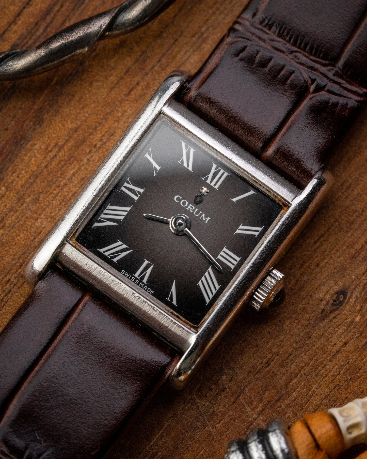 Corum "Tank" Brown Gradient Roman dial Ladies Ref. 15158 (Cal. ETA 2412)