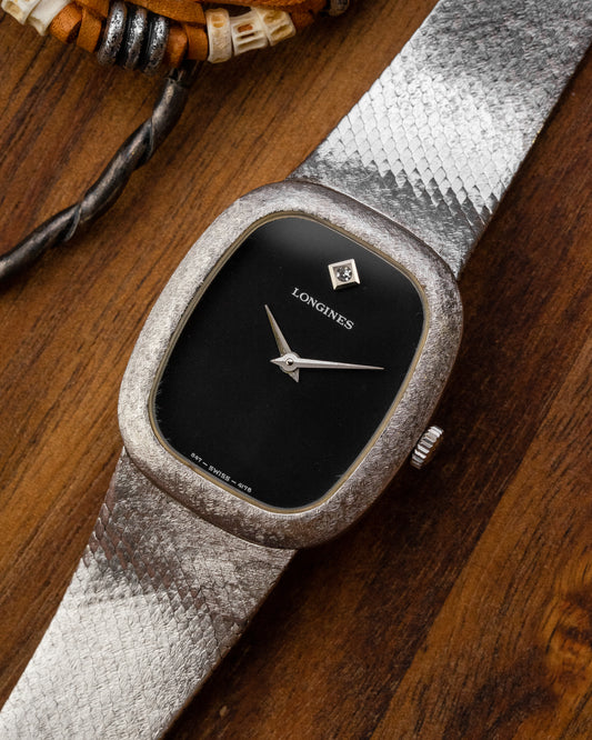 Longines Ellipse "Diamond Pip" Black dial Integrated Bracelet Ref. 4178 (Cal. L847.4)