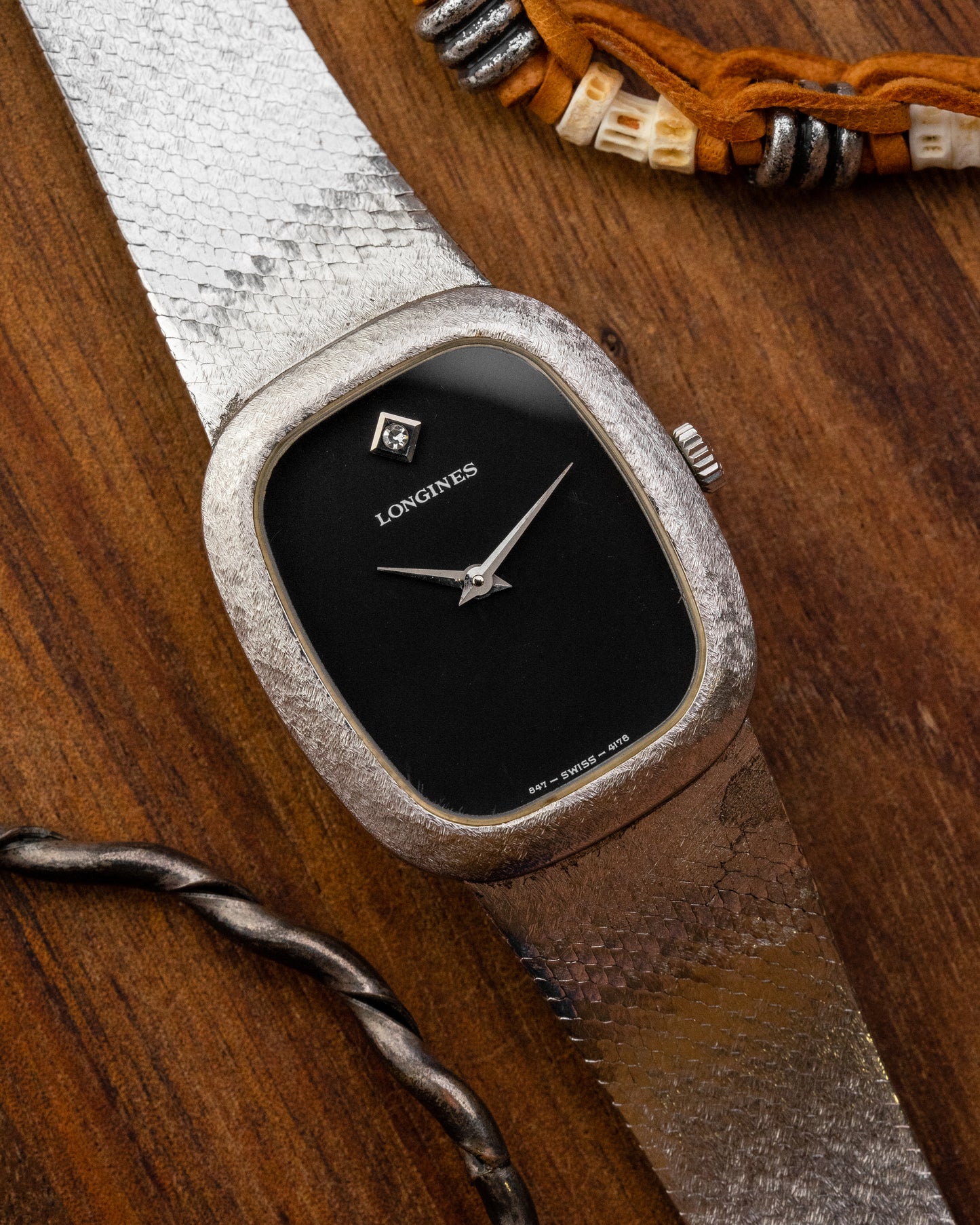 Longines Ellipse "Diamond Pip" Black dial Integrated Bracelet Ref. 4178 (Cal. L847.4)