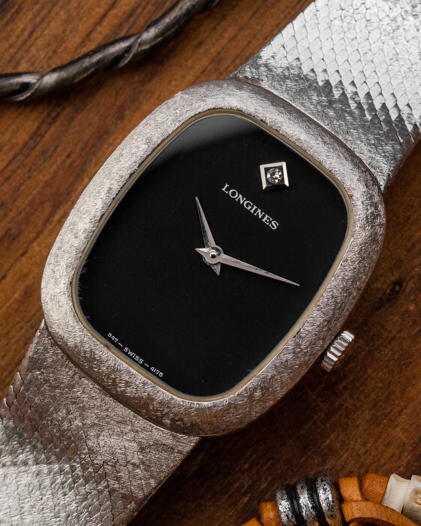 Longines Ellipse "Diamond Pip" Black dial Integrated Bracelet Ref. 4178 (Cal. L847.4)