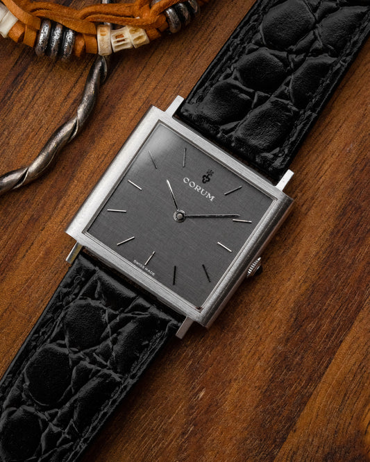 Corum Peseux Square Grey Linen dial Ref. 57155 (Cal. 7001)