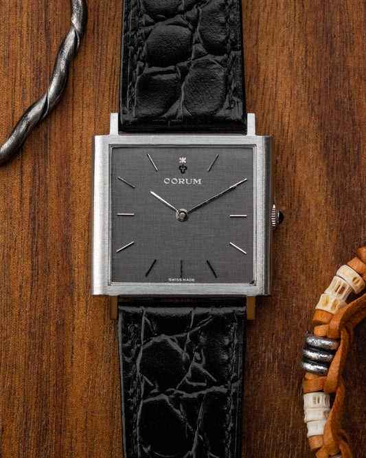 Corum Peseux Square Grey Linen dial Ref. 57155 (Cal. 7001)