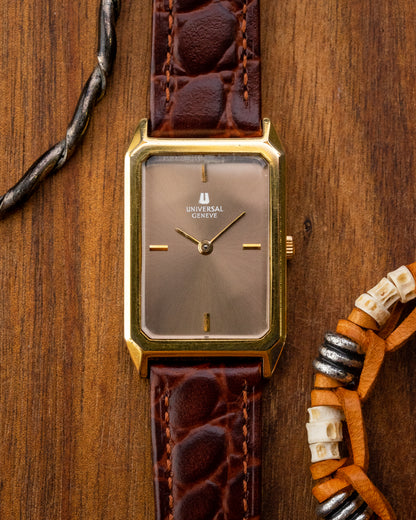 Universal Geneve Rectangular Bronze Sunburst dial Gold Ref. 542128 (Cal. 42)