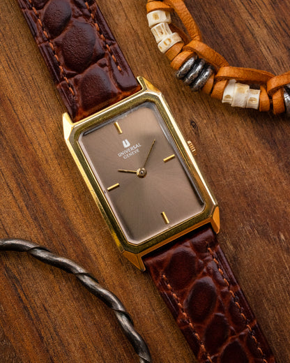Universal Geneve Rectangular Bronze Sunburst dial Gold Ref. 542128 (Cal. 42)