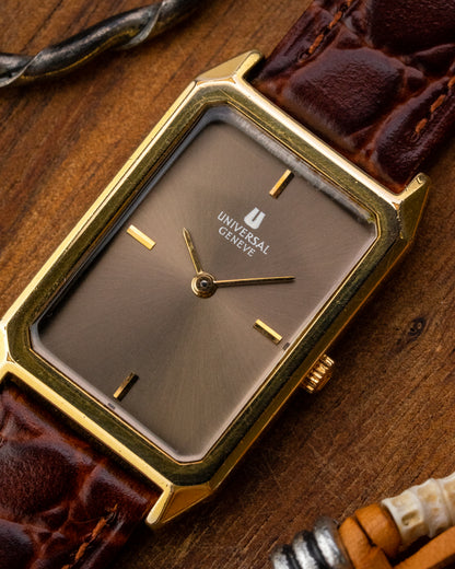 Universal Geneve Rectangular Bronze Sunburst dial Gold Ref. 542128 (Cal. 42)
