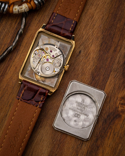 Universal Geneve Rectangular Bronze Sunburst dial Gold Ref. 542128 (Cal. 42)