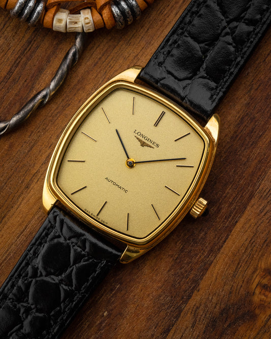 Longines Tonneau Automatic "Frosty" dial Gold Ref. 3617 (Cal. L645.1)