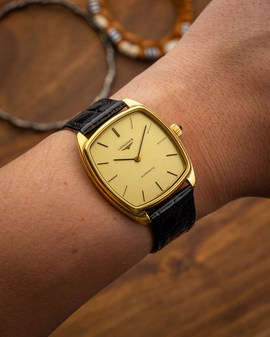 Longines Tonneau Automatic "Frosty" dial Gold Ref. 3617 (Cal. L645.1)