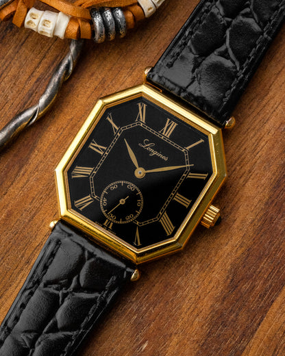 Longines Octagonal Black Roman dial Gold Ref. 3209 (Cal. 846.4)