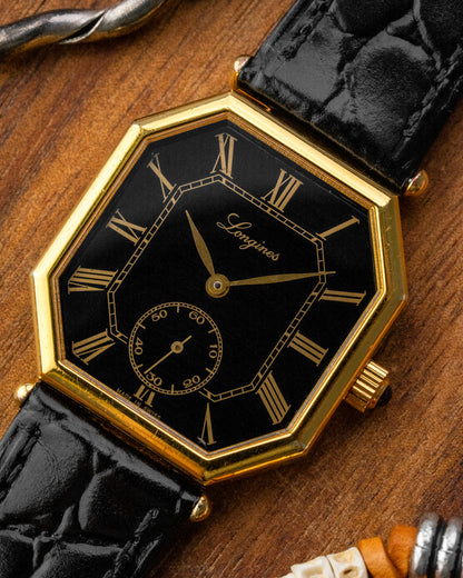 Longines Octagonal Black Roman dial Gold Ref. 3209 (Cal. 846.4)