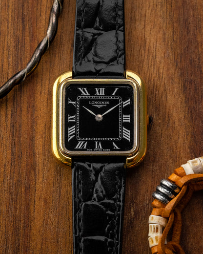 Longines "Square TV" Black Roman dial Ref. 5086 (Cal. 5602)