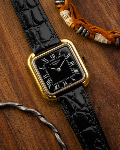 Longines "Square TV" Black Roman dial Ref. 5086 (Cal. 5602)