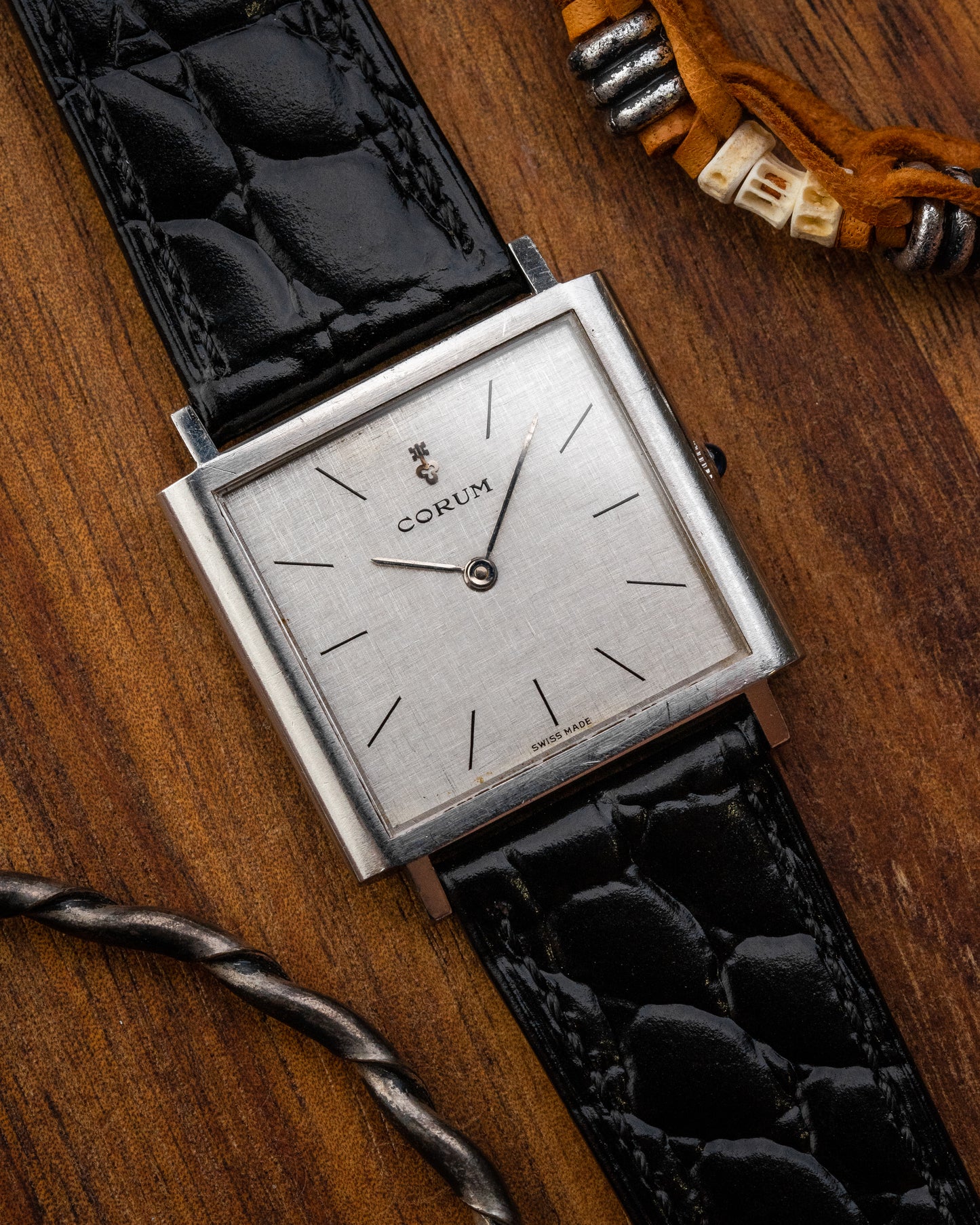 Corum Peseux Square Linen dial Ref. 57155 (Cal. 7001)