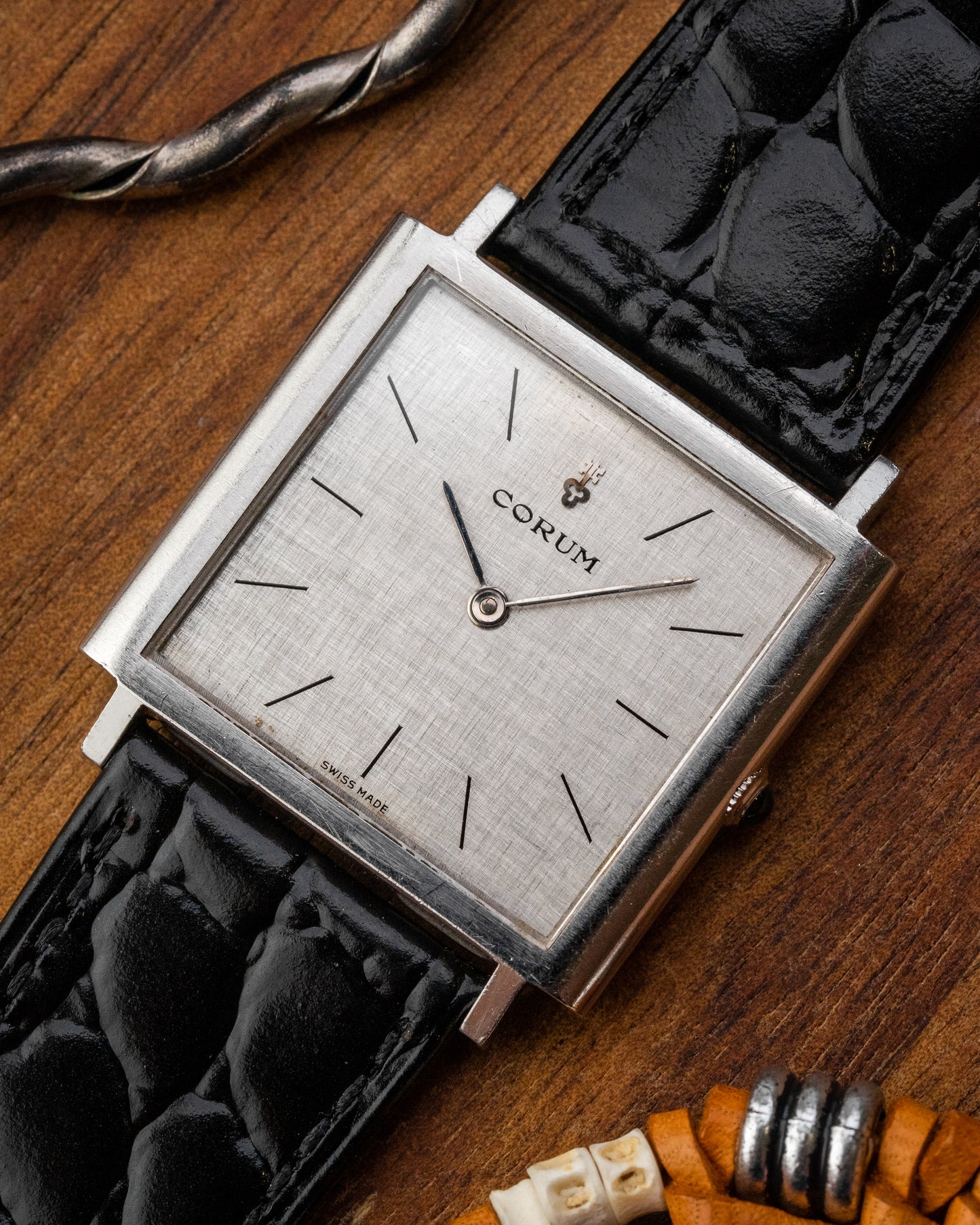 Corum Peseux Square Linen dial Ref. 57155 (Cal. 7001)