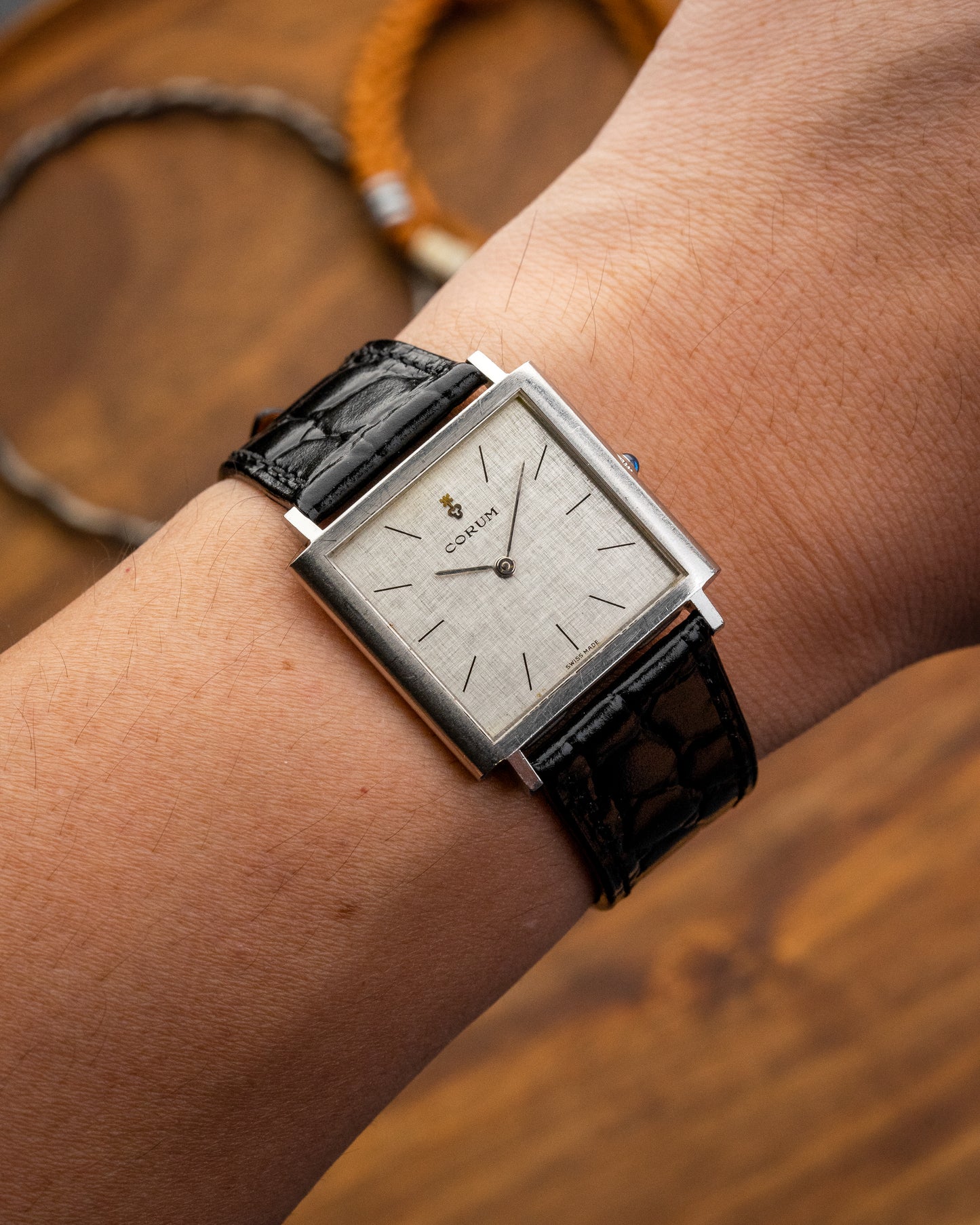 Corum Peseux Square Linen dial Ref. 57155 (Cal. 7001)