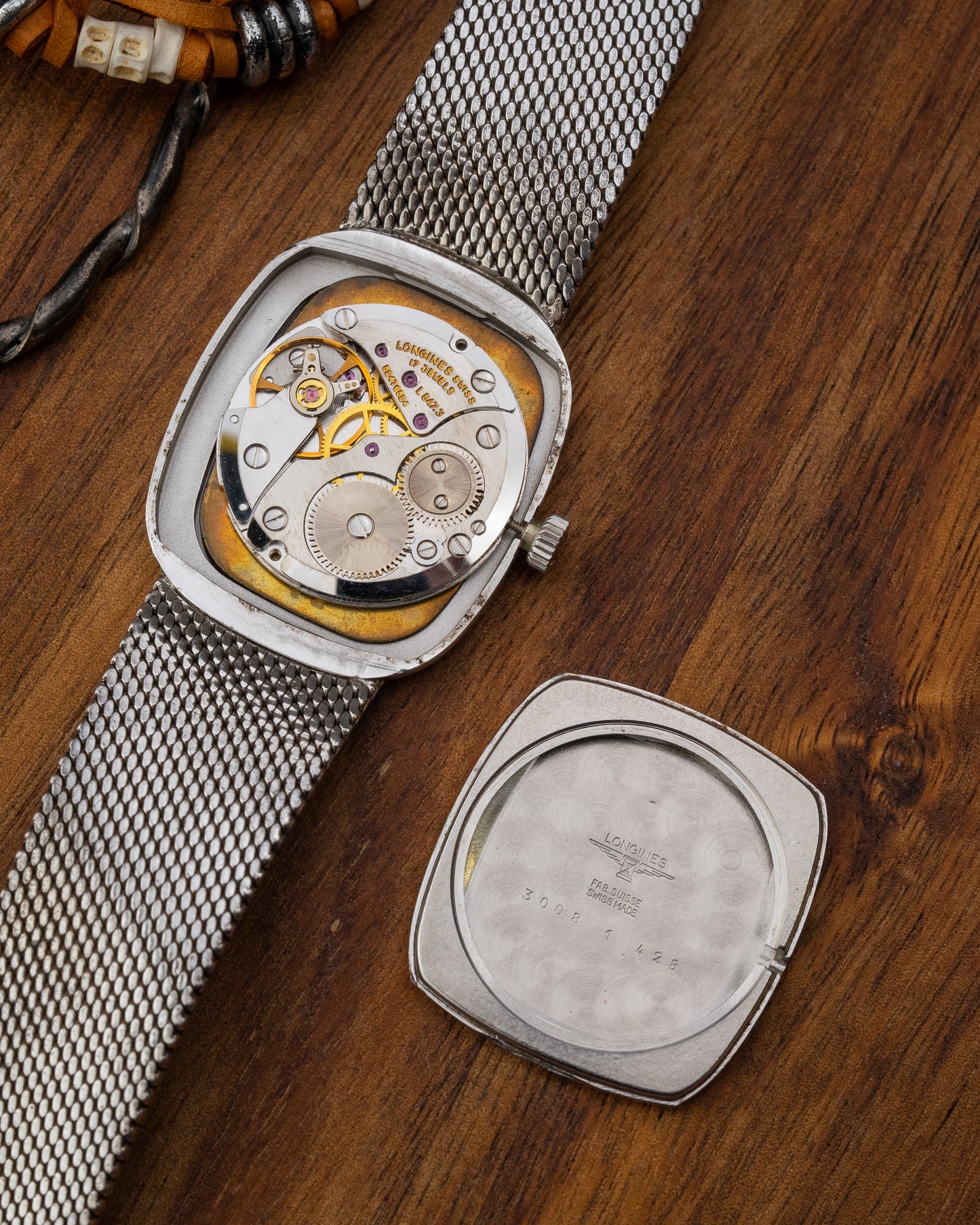 Longines Ellipse "Diamond Pip" Black dial 0.800 Silver Integrated Bracelet Ref. 3008 (Cal. L847.3)