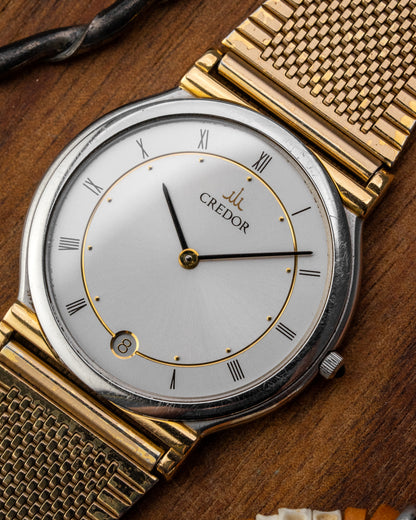 Credor Seiko "S. Steel + 18K Lugs" Super-Slim Date 7779-6000