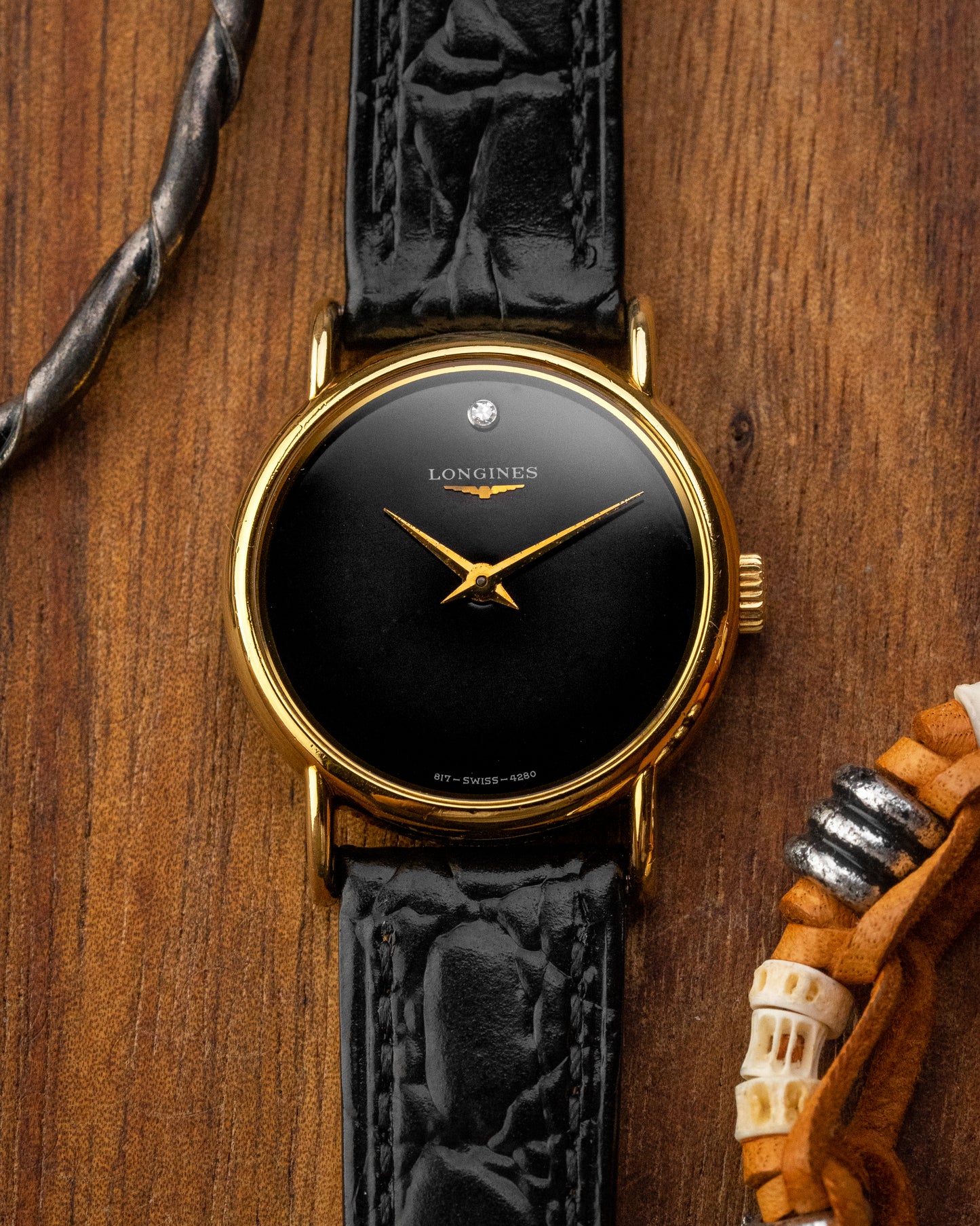 Longines "Diamond Pip" Black dial Gold Ref. 4280 (Cal. L817.4)
