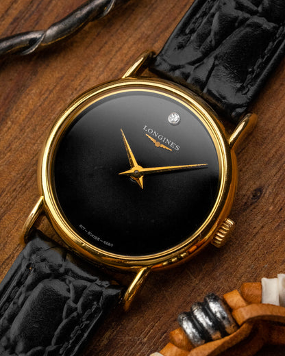 Longines "Diamond Pip" Black dial Gold Ref. 4280 (Cal. L817.4)